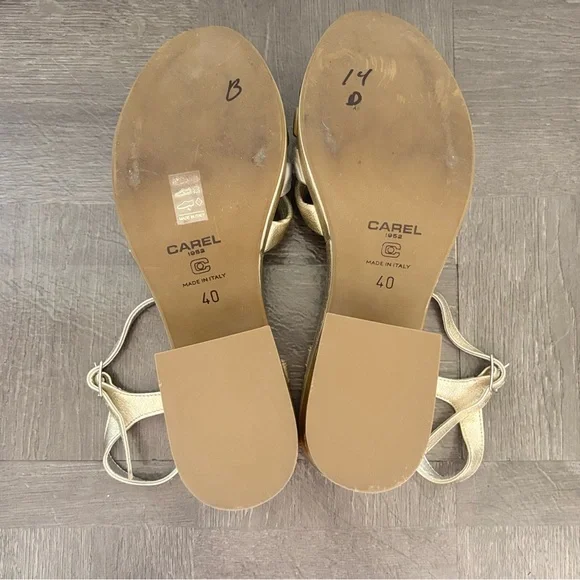 CAREL PARIS Silver And Gold Leather Platform Pumps Size 40/ 9 US - Picture 9 of 9